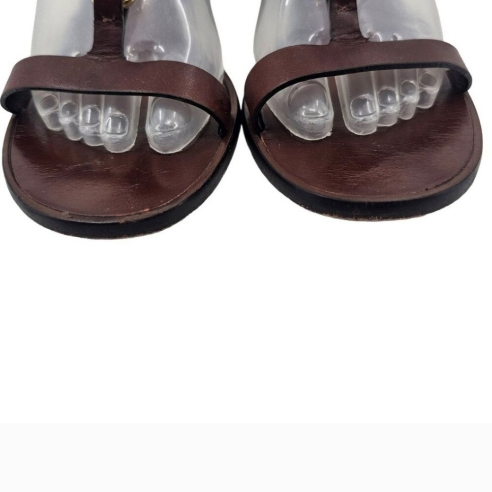 Tory Burch Womens 7.5 Leather Strappy Padlock Sandals - Picture 7 of 9